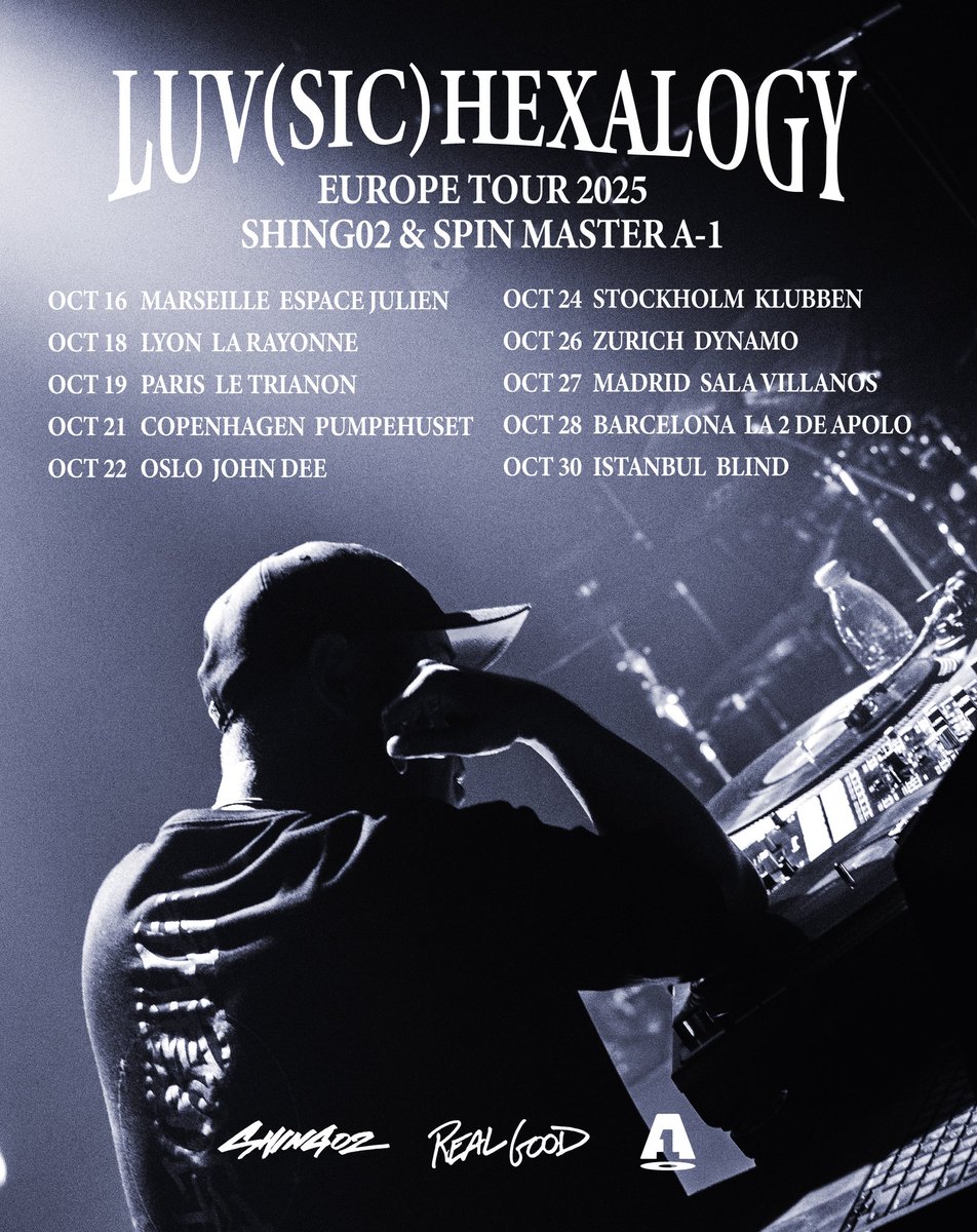 YES we're coming back to Europe in October! DJ+MC set 🇫🇷🇩🇰🇳🇴🇸🇪🇨🇭🇪🇸🇹🇷
w/ <a href="/a1championsound/">SPIN MASTER A-1</a> 
L👀K FWD to seeing y'all! 
🎟️→ linktr.ee/Shing02
📷 IG lucy.o.0 🙏
tour by Real Good Touring &amp; <a href="/AGOSTONAGENCY/">Peter Agoston</a>