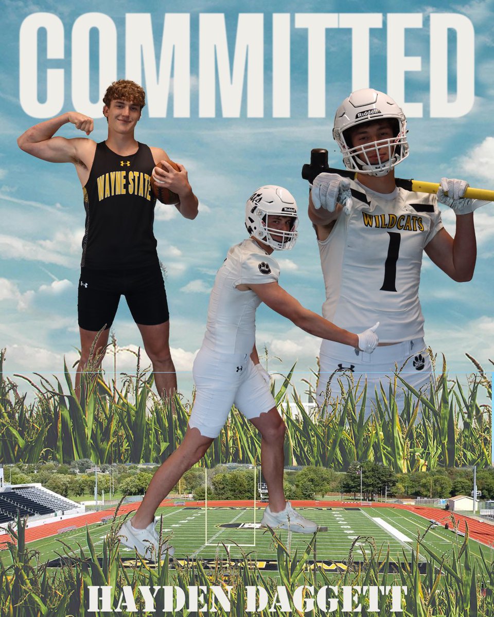 Hayden Daggett (@haydendaggett19) on Twitter photo After a very easy decision I’d like to announce my commitment to Wayne State for both Football and Track! Go Cats🐾🐱!!
<a href="/LMasters8/">Logan Masters</a> <a href="/brohach3/">Brody Rohach</a> <a href="/WayneStFootball/">Wayne State Football</a> <a href="/WSCXCTF/">Wayne State College Cross Country/Track & Field</a> <a href="/BlairFBTracker/">Blair Bear Football Tracker</a> <a href="/BlairTrackTeam/">BLAIR Track & Field</a> After a very easy decision I’d like to announce my commitment to Wayne State for both Football and Track! Go Cats🐾🐱!!
<a href="/LMasters8/">Logan Masters</a> <a href="/brohach3/">Brody Rohach</a> <a href="/WayneStFootball/">Wayne State Football</a> <a href="/WSCXCTF/">Wayne State College Cross Country/Track & Field</a> <a href="/BlairFBTracker/">Blair Bear Football Tracker</a> <a href="/BlairTrackTeam/">BLAIR Track & Field</a>