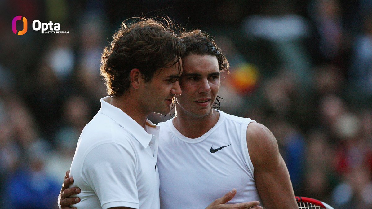 OptaAce's tweet photo. 2 - Jannik Sinner and Carlos Alcaraz are just the second pair in the Open Era to meet in the Men's Singles final at Wimbledon and Roland Garros in a season, after Roger Federer and Rafael Nadal (2006-08). Rivalry. 

#Wimbledon | @Wimbledon @atptour @ATPMediaInfo https://t.co/NsfMc7Tw2Y