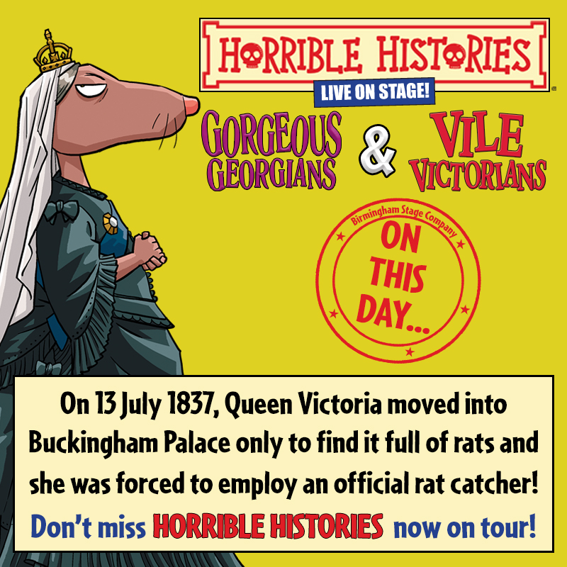 Birmingham Stage (@birminghamstage) on Twitter photo #OTD On this day 188 years ago, Queen Victoria had a rodent problem that left her rat-tled!
See Vic is on tour with Horrible Histories - Gorgeous Georgians & Vile Victorians until November! πππ
<a href="/HHLiveOnStage/">Horrible Histories</a> #OTD On this day 188 years ago, Queen Victoria had a rodent problem that left her rat-tled!
See Vic is on tour with Horrible Histories - Gorgeous Georgians & Vile Victorians until November! πππ
<a href="/HHLiveOnStage/">Horrible Histories</a>