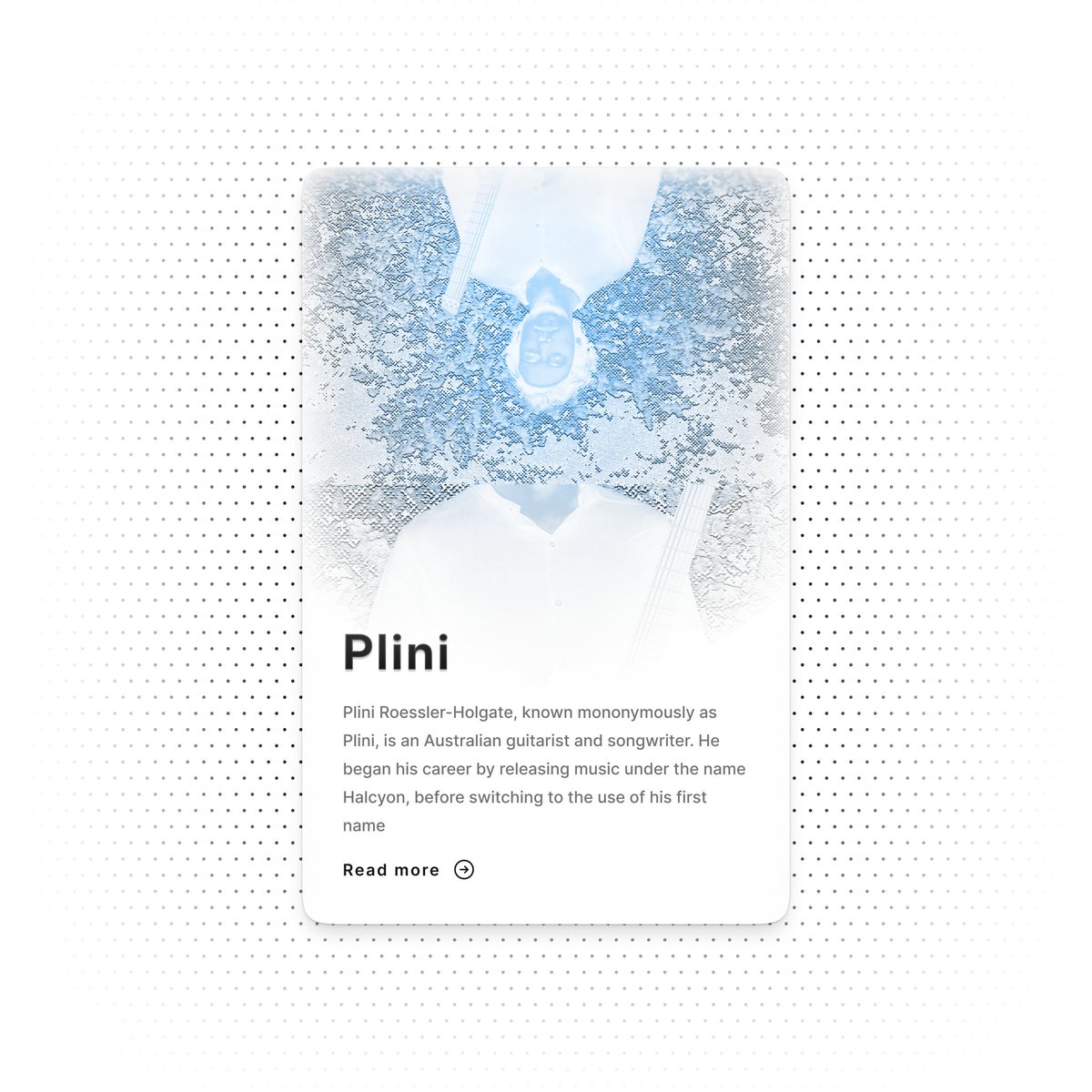 anandu_gopal_'s tweet image. day 11 of card ui explorations. made this one on @plinirh , one of my all time fav artist.