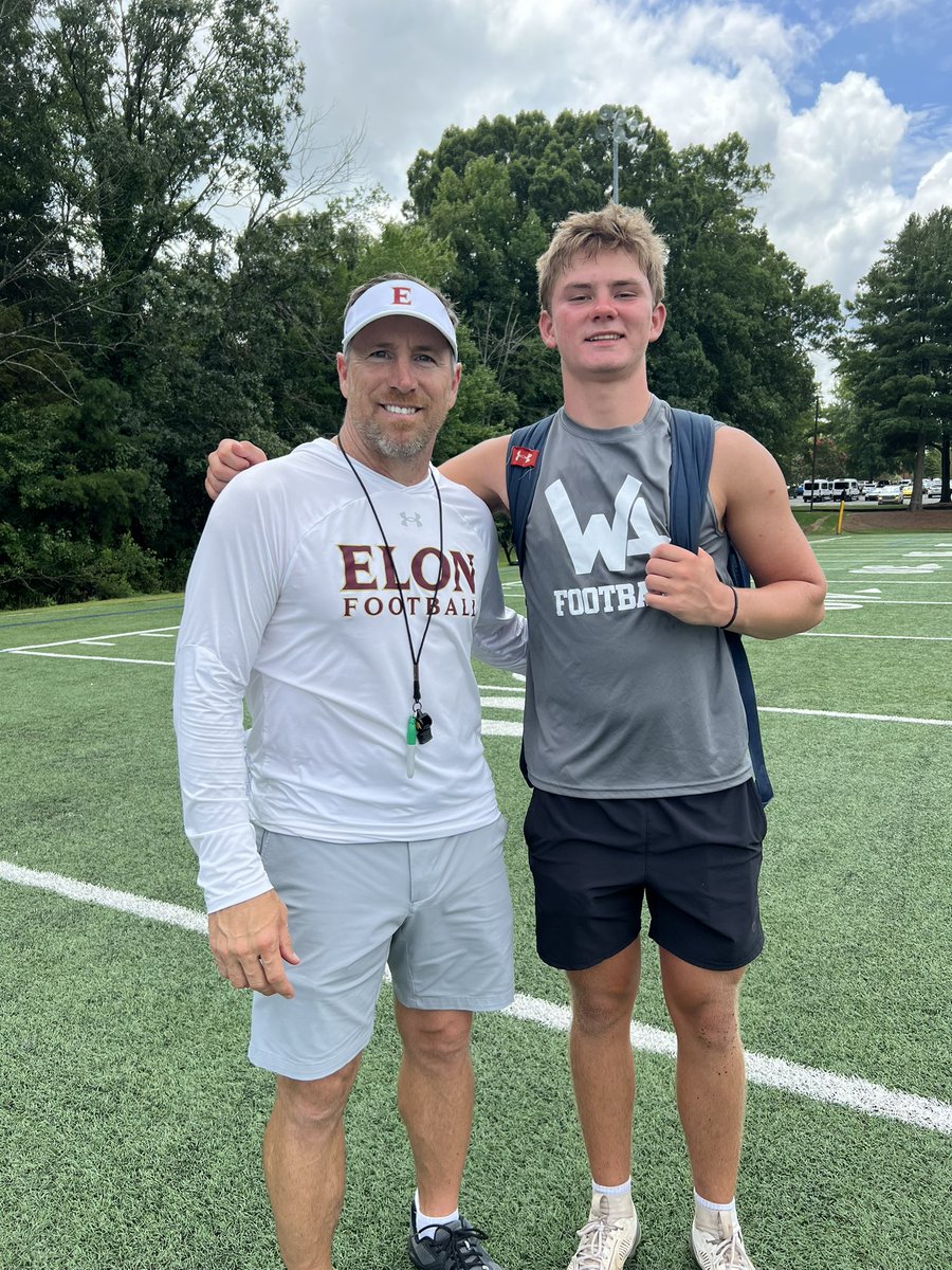 ethanoakley08's tweet photo. Thank you @ElonFootball for a great camp. I learned a lot and cant wait to stay in touch.@TonyTrisciani @CappsHal @WarriorsWA https://t.co/9ir8PqusjB