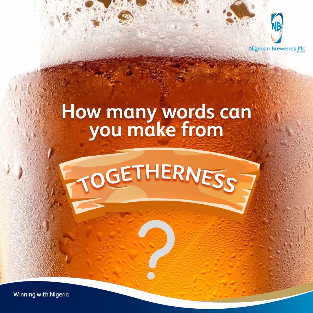 A little word game celebrating The Joy of True Togetherness?

Leggo!

Share your words in the comments and tag a friend to join in the fun!

#TGIF
#TogetherWeAre
#WeAreNigerianBreweriesPLC
#BrewABetterWorld