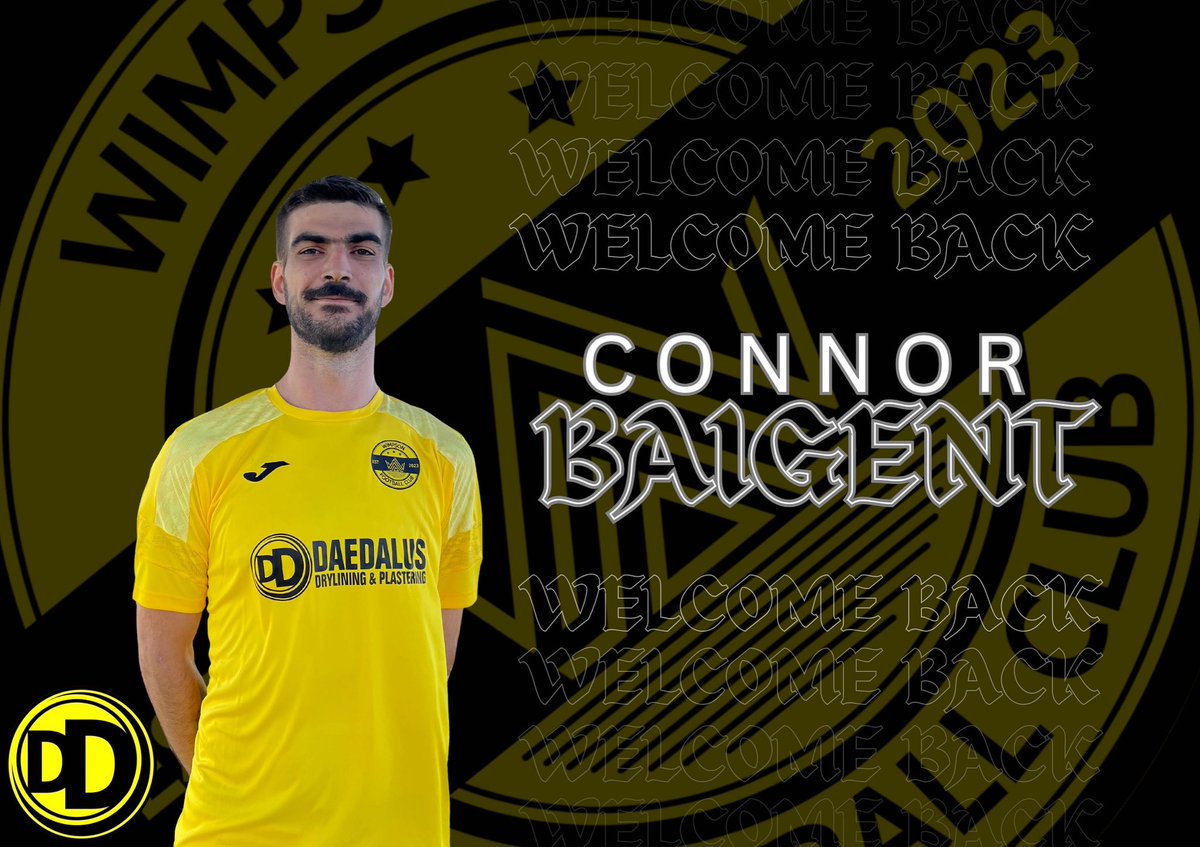 WimpsonFC's tweet photo. 🟡⚫️WELCOME BACK⚫️🟡

Our second signing of the season is the return of Connor Baigent, better known as Stretch! Stretch captained the club to a debut season double and also holds the record as top appearance maker for the yellows. Welcome back, Stretch!✍️ https://t.co/Sxu1Ch2Xpr
