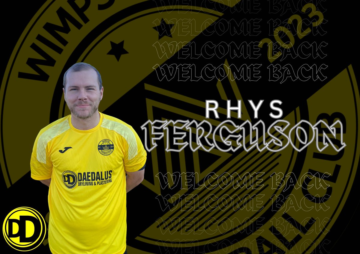 WimpsonFC's tweet photo. 🟡⚫️WELCOME BACK⚫️🟡

We’re delighted to announce the return of Rhys Ferguson! Rhys is an old school defender and loves putting his head in where it hurts. His passing range is second to none and is another who dominates in the air. Welcome back, Rhys!✍️ https://t.co/VPi4iFR0TY