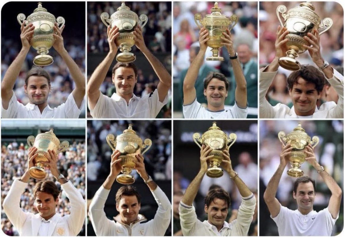 THERE IS ONLY ONE KING AT WIMBLEDON 

AND THAT PERSON IS ROGER FEDERER🇨🇭 

KING OF WIMBLEDON 🌱 #8