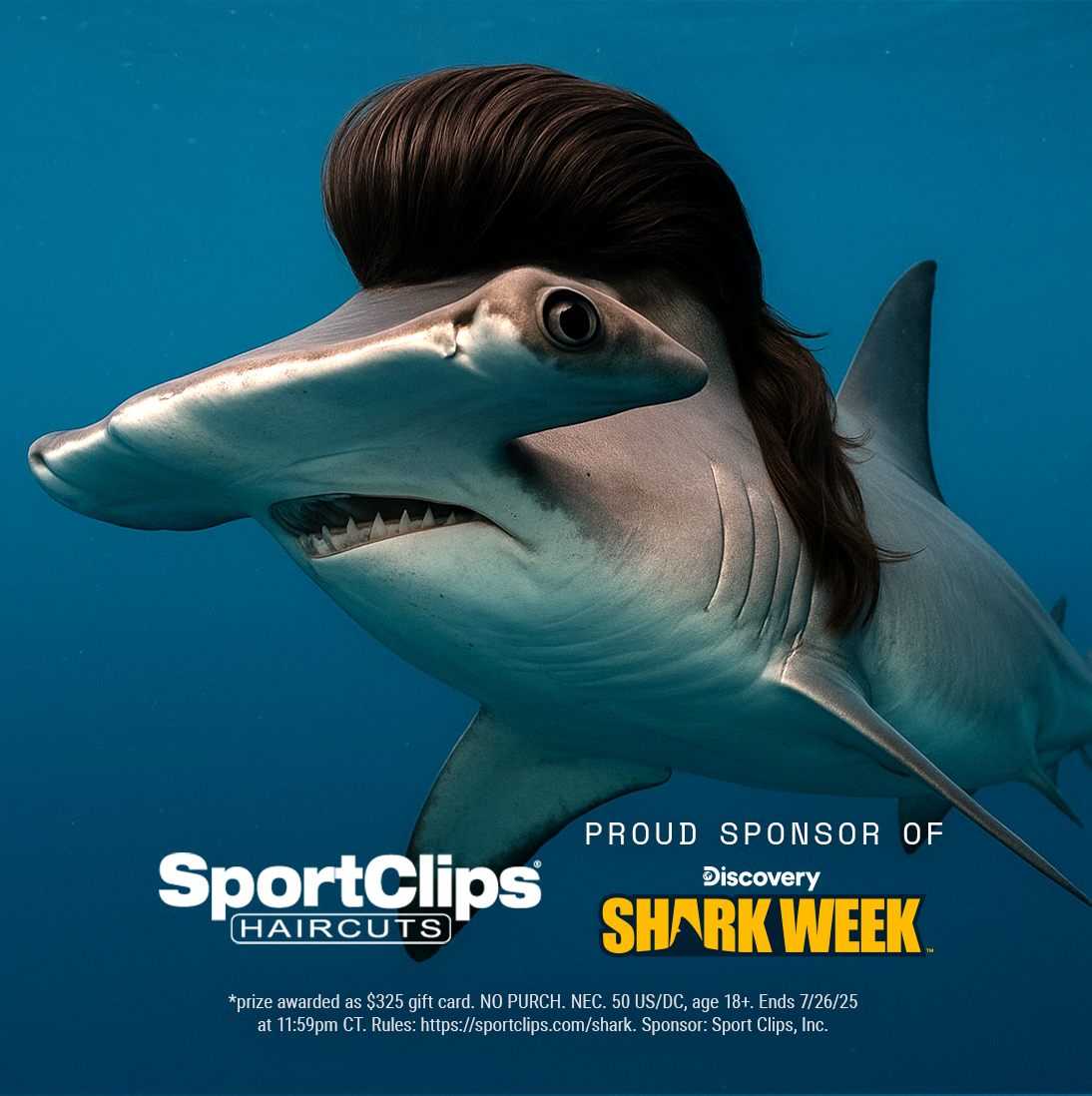 Just a haircut brand putting hair on sharks and giving away free haircuts for a year* for each day of Discovery’s #SharkWeek.​

Enter now and watch @discovery ALL THIS WEEK starting at 8p.

➡️ sportclips.com/shark