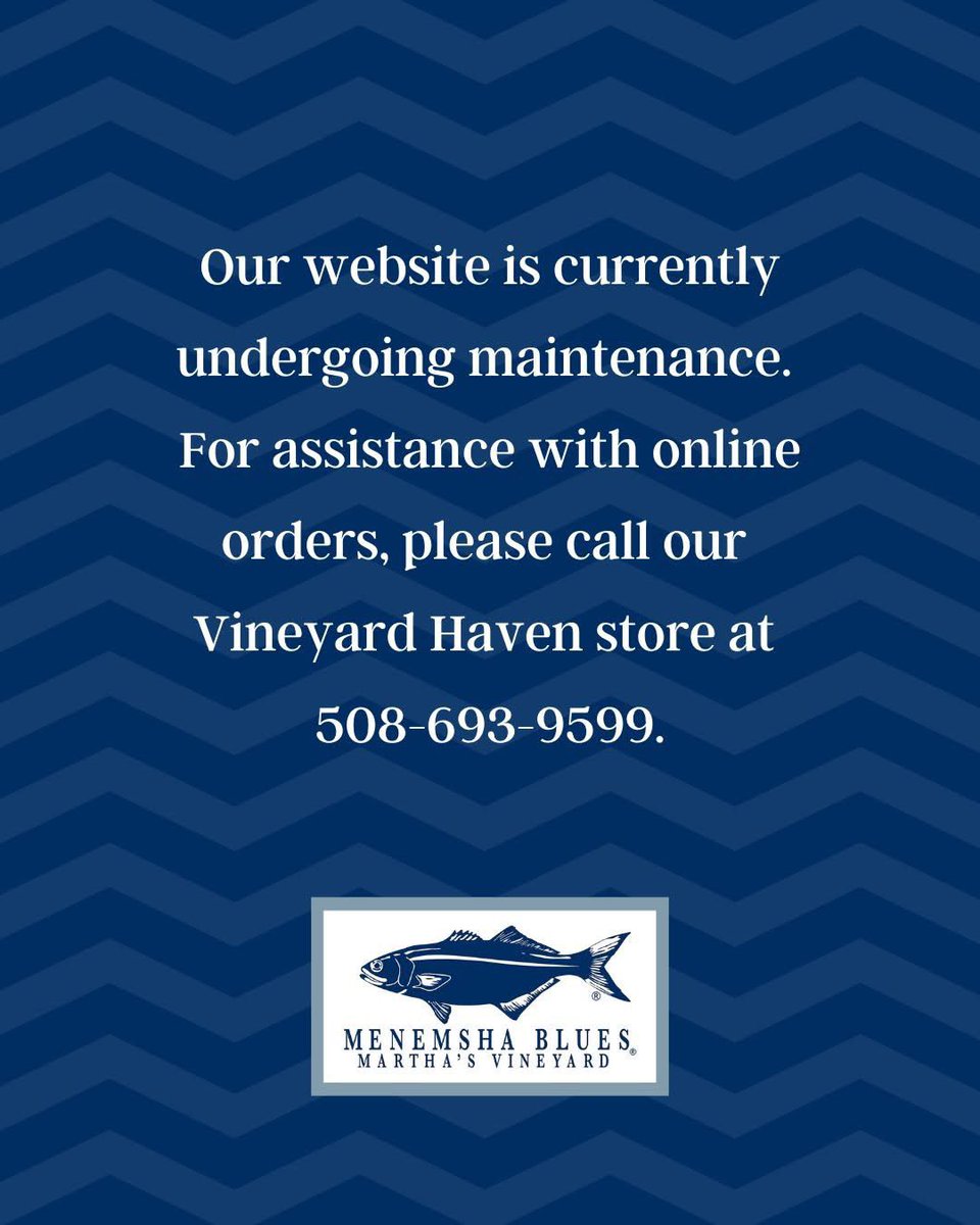 Our website is currently undergoing maintenance.  For assistance with online orders, please call our 
Vineyard Haven store at 508-693-9599.
.
.
.
#onlineorders #marthasvineyard #localbrand