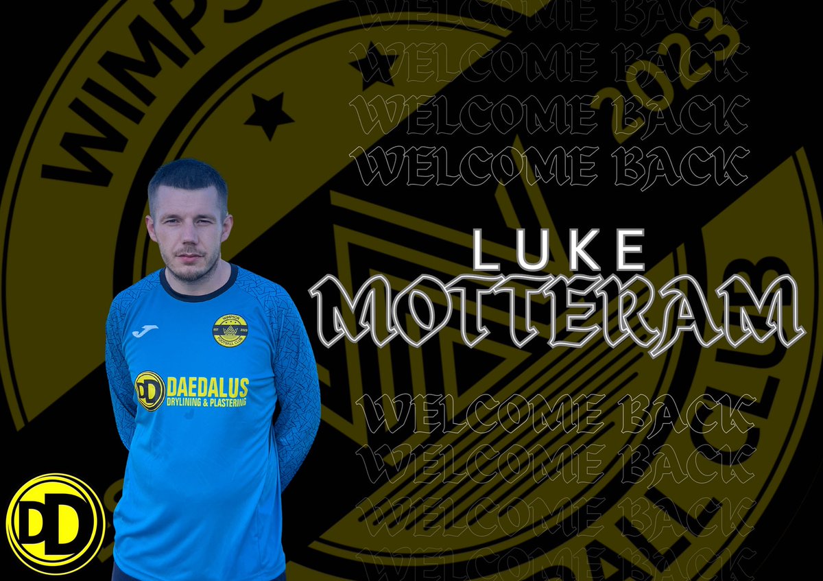 WimpsonFC's tweet photo. 🟡⚫️WELCOME BACK⚫️🟡

Our man in the sticks for 25/26 is Luke Motteram! Luke played a crucial role and made vital saves for us during our last season and even got himself on the score sheet so we’re delighted to have him back in yellow (or blue in his case). Welcome back, Luke!✍️ https://t.co/1hVIrotiJZ