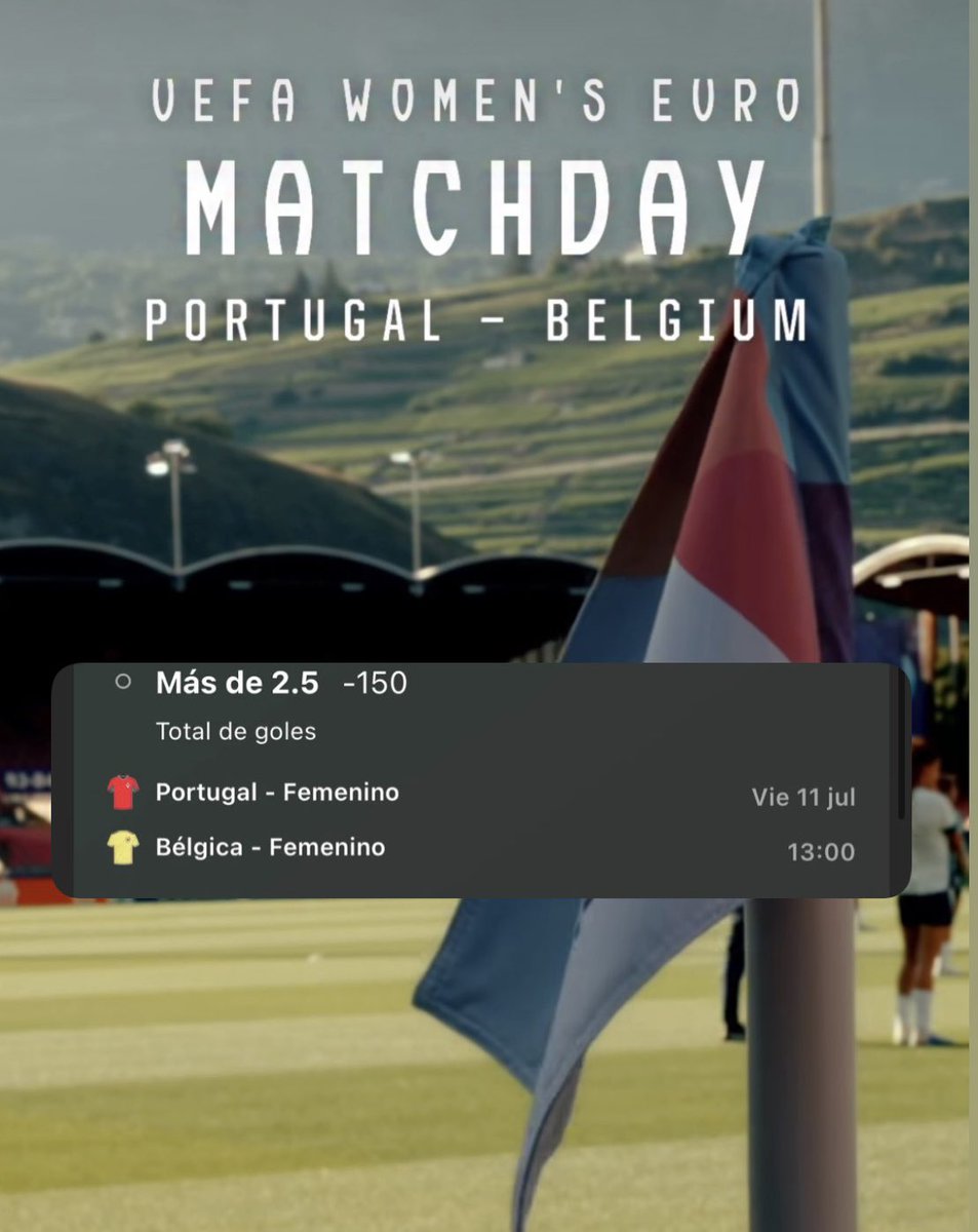 HbPicks's tweet photo. Más de 2.5 goles Portugal vs Bélgica 
#portugal  #belgica  #WEURO2025 https://t.co/ivBPDmOR1F