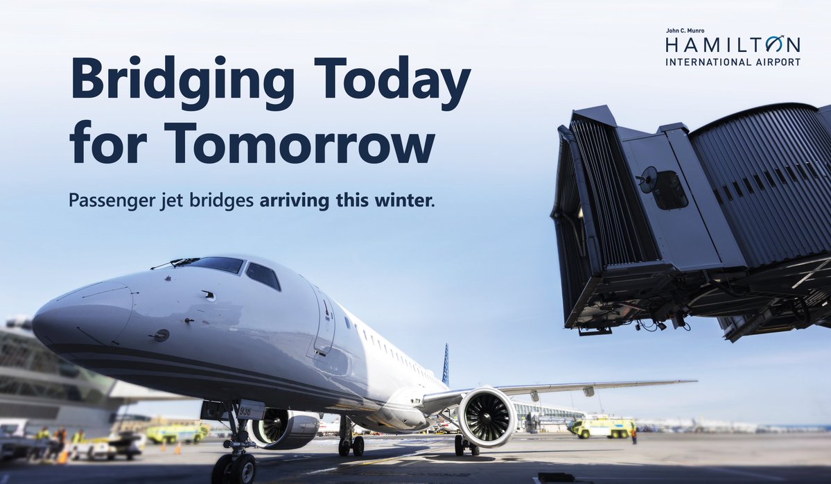 flyyhm's tweet image. For the first time ever, guests travelling to/from YHM will enjoy the added comfort and convenience of using passenger JET BRIDGES. 🎉 These additions, arriving just in time for winter, will provide direct, weather-protected access from the terminal to the aircraft.
