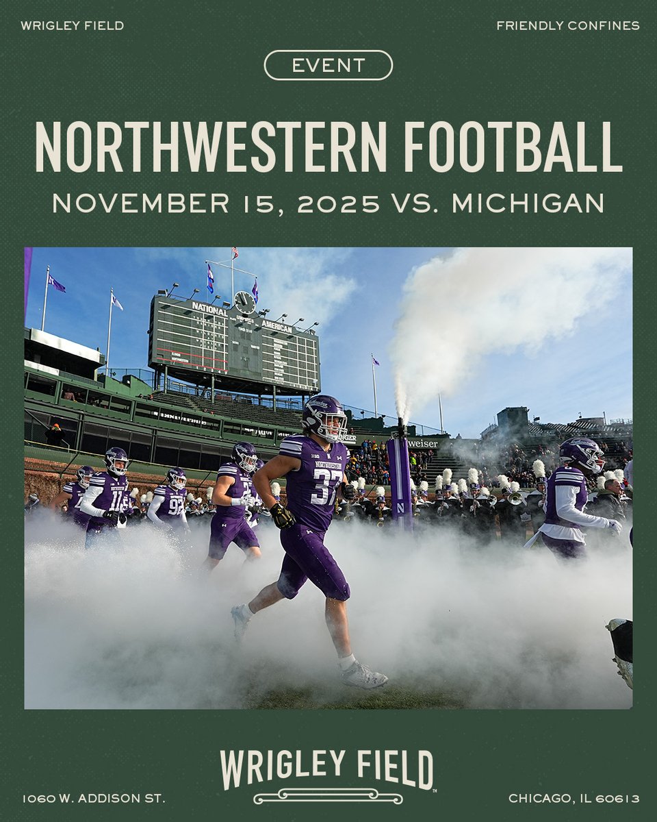 ofcwrigleyfield's tweet image. .@NUFBFamily is back for two more games this fall 🏈