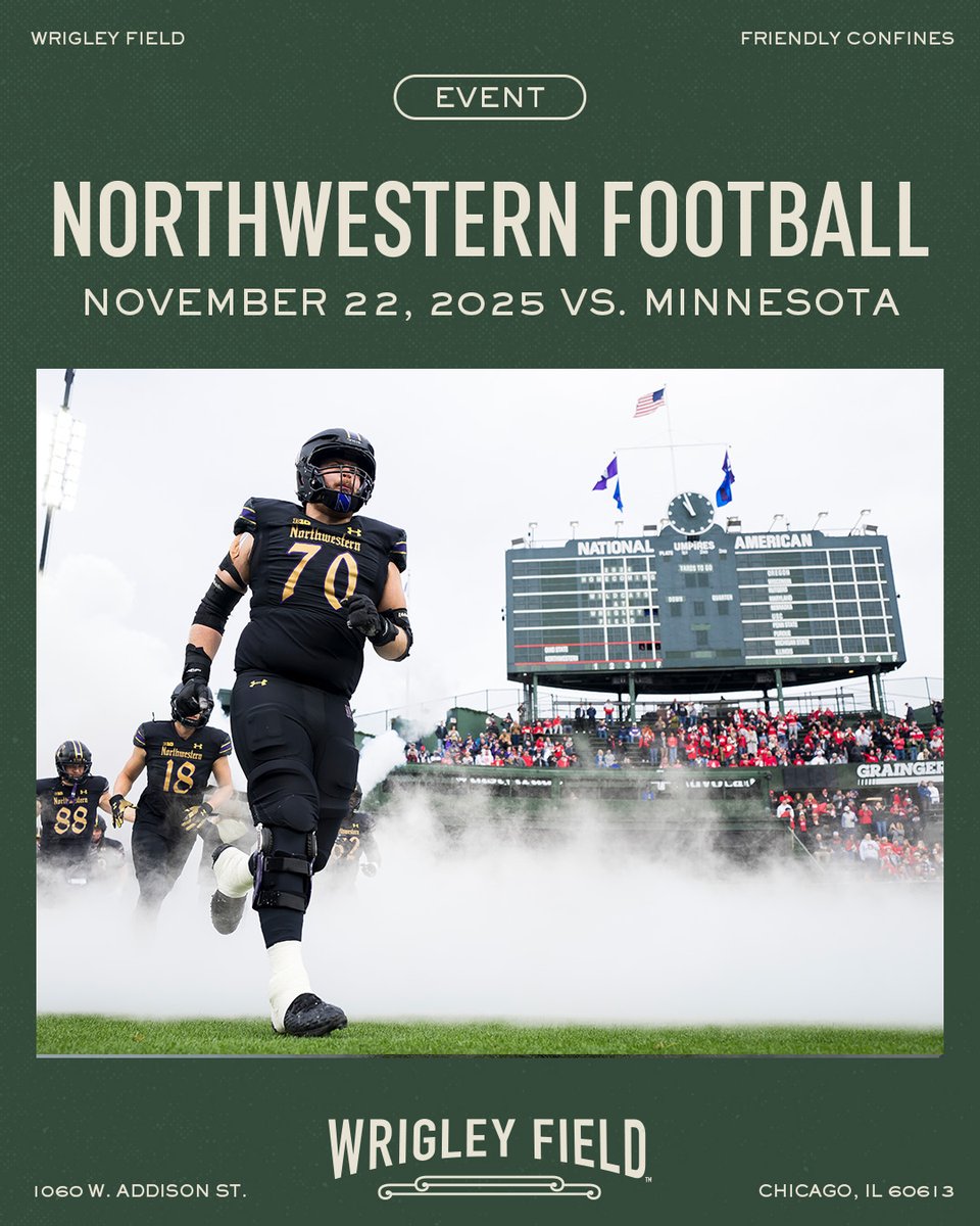 ofcwrigleyfield's tweet image. .@NUFBFamily is back for two more games this fall 🏈
