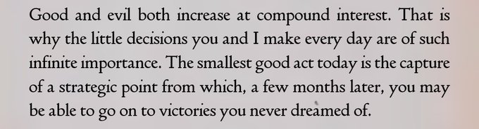 I've been reading Mere Christianity by C.S. Lewis, and I just came across a paragraph that hit me harder than I expected.