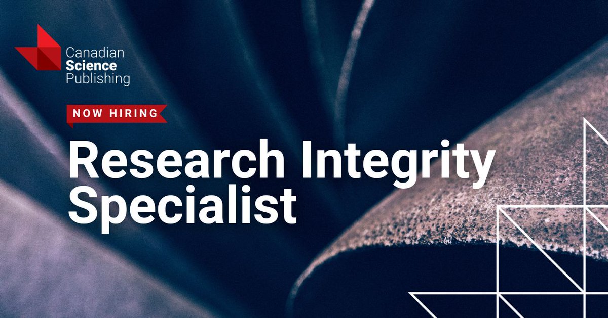 ArcticScienceJ's tweet image. NEW: We're #hiring for a Research Integrity Specialist!
You'll help manage ethics cases, support policy development, and foster an integrity-focused culture across our journals.
Details and application 💼▶️ ow.ly/PjqR50WbEcz