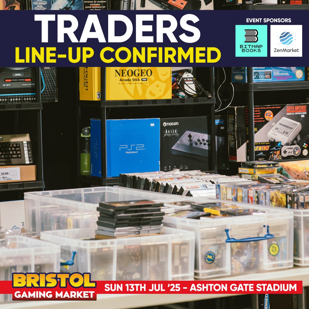 TheVGMarket's tweet image. 🎉 Who&apos;s ready to browse, buy, and hunt for hidden gems? 👀 See who’s trading and start planning your visit: bristolgamingmarket.com/traders/

🎟 bristolgamingmarket.com/tickets/

Event Sponsors
@Bitmap_Books 📚 linktr.ee/bitmapbooks
@zenmarket_en 🗾 go.zenmarket.jp/replayevents

#BristolGamingMarket
