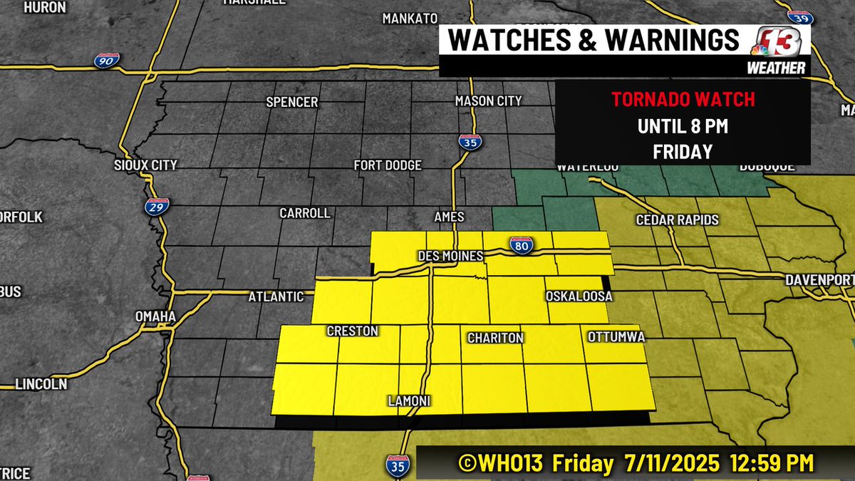 JeriannWX's tweet photo. Tornado Watch is in effect until 8 PM https://t.co/g1vqa93vcy