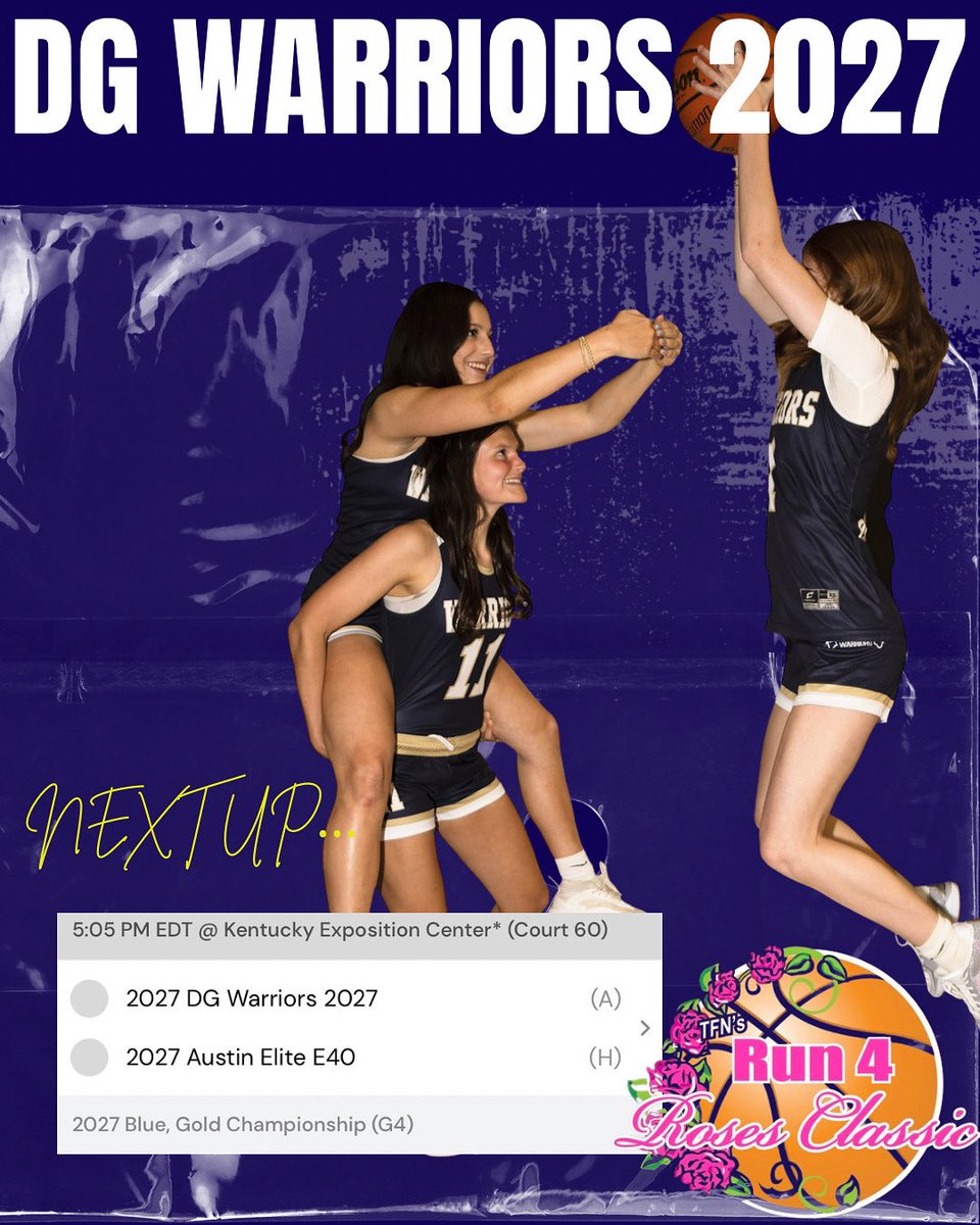 DG Warriors 2027 (@dgwarriorswbb) on Twitter photo Next up…Gold Bracket - 5:05pm-Kentucky Expo Center Court 60 vs. Austin Elite E40! Let’s Go! <a href="/TFNsRun4Roses/">TFN's Run 4 Roses</a> <a href="/dgwarriorswbb/">DG Warriors 2027</a> #together <a href="/L_Willis2027/">Lyla Willis</a> <a href="/CloeTurk2027/">Cloe Turk</a> <a href="/Jaynaanderson09/">Jayna Anderson</a> <a href="/CapriDuFour/">Capri</a> <a href="/Averyrussell_11/">Avery Russell</a> <a href="/abbykay27/">Abby</a> <a href="/SullivanSandy1/">Sullivan Sandy</a> <a href="/IvyDay03/">Ivy Martin</a> Next up…Gold Bracket - 5:05pm-Kentucky Expo Center Court 60 vs. Austin Elite E40! Let’s Go! <a href="/TFNsRun4Roses/">TFN's Run 4 Roses</a> <a href="/dgwarriorswbb/">DG Warriors 2027</a> #together <a href="/L_Willis2027/">Lyla Willis</a> <a href="/CloeTurk2027/">Cloe Turk</a> <a href="/Jaynaanderson09/">Jayna Anderson</a> <a href="/CapriDuFour/">Capri</a> <a href="/Averyrussell_11/">Avery Russell</a> <a href="/abbykay27/">Abby</a> <a href="/SullivanSandy1/">Sullivan Sandy</a> <a href="/IvyDay03/">Ivy Martin</a>