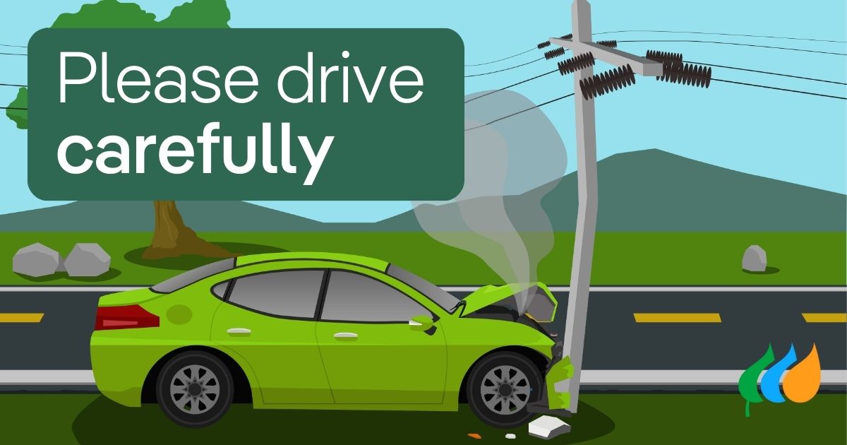RGandE's tweet image. We have seen a significant number of vehicle accidents involving a utility pole lately. As you travel this summer, please use caution on the roadways.
Remember -- When you see our crews, or any vehicle, stopped on the roadway: Slow Down, Move Over.
