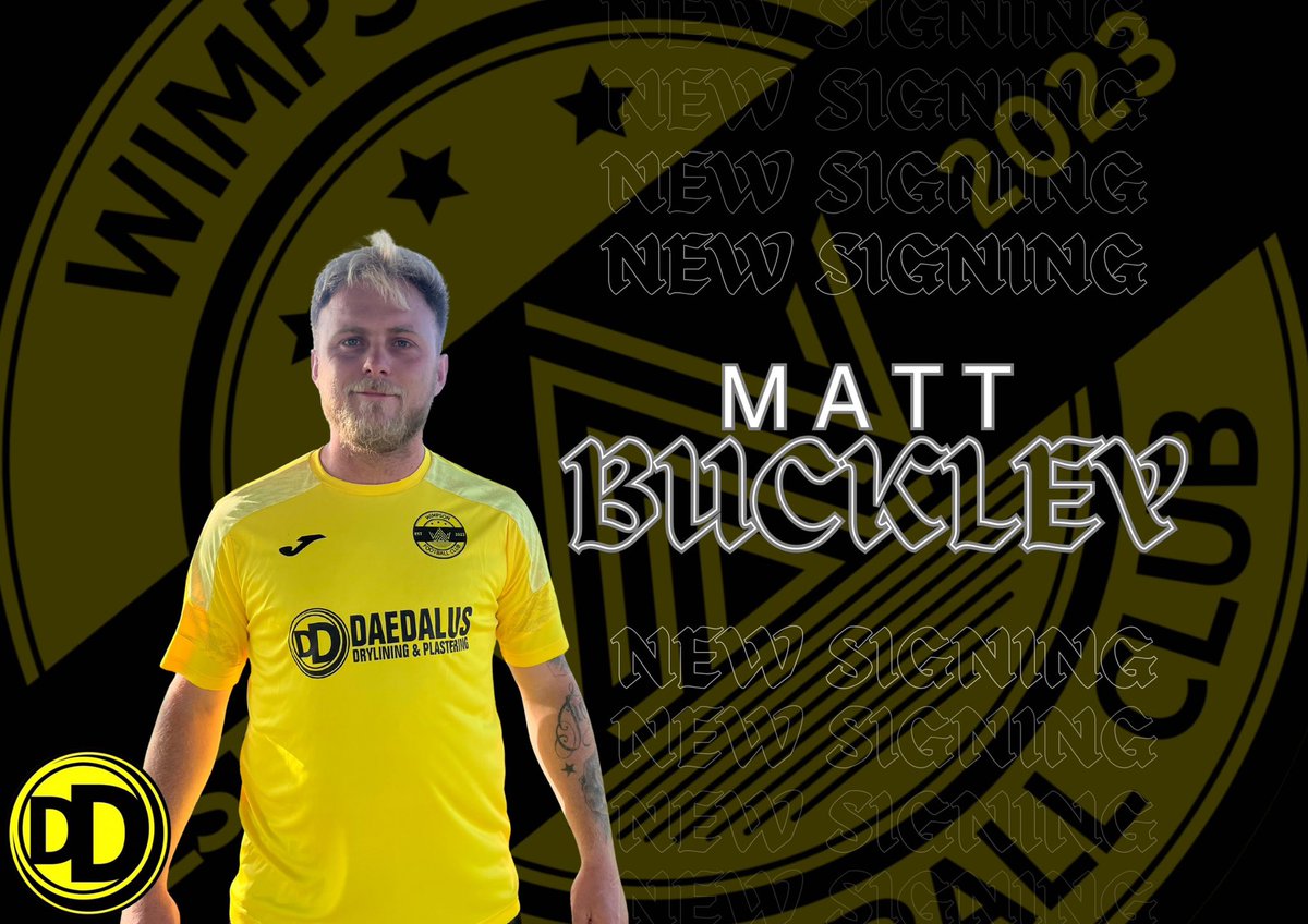 WimpsonFC's tweet photo. 🟡⚫️NEW SIGNING⚫️🟡

Matt Buckley commits to the yellows for the 25/26 season! Matt’s no nonsense and combative style of play brings added steel to our back line. A threat in both boxes makes him an excellent signing and one we’re delighted to get over the line. Welcome, Matt!✍️ https://t.co/kYEWmNaM83