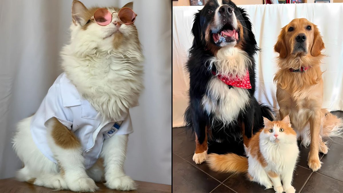 catsnkittys's tweet image. 😹 What happens when one small cat meets three enormous dogs? 
Pure comedy gold! 🐕🧡

Watch this orange queen turn gentle giants into her personal servants in the most adorable way 👉 buff.ly/iUOtkzR 

#CatBoss #PetFamily #CatDog #RescueStory #CatVideos #FunnyPets