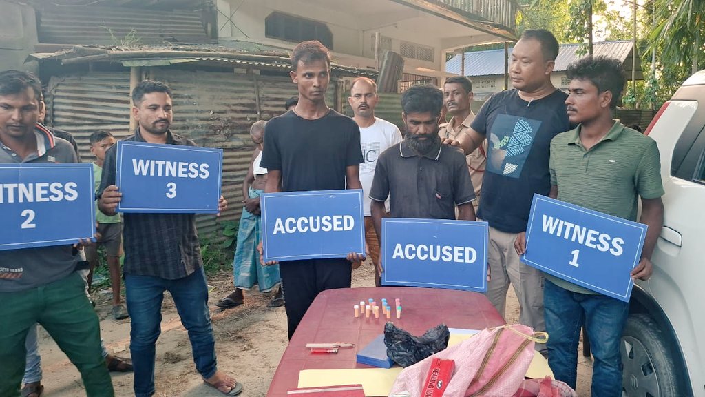 Lakhimpur Police (@lakhimpurpolice) on Twitter photo Based on credible input a team of Silonibari OP apprehended one Sultan Mamud and Md.Jahirul Islam and recovered 12 Nos of vials filled with suspected Heroin weighing 13.44 gm. Further legal action initiated.
<a href="/assampolice/">Assam Police</a> <a href="/DGPAssamPolice/">DGP Assam</a> <a href="/HardiSpeaks/">Hardi Singh</a> <a href="/CMOfficeAssam/">Chief Minister Assam</a> Based on credible input a team of Silonibari OP apprehended one Sultan Mamud and Md.Jahirul Islam and recovered 12 Nos of vials filled with suspected Heroin weighing 13.44 gm. Further legal action initiated.
<a href="/assampolice/">Assam Police</a> <a href="/DGPAssamPolice/">DGP Assam</a> <a href="/HardiSpeaks/">Hardi Singh</a> <a href="/CMOfficeAssam/">Chief Minister Assam</a>