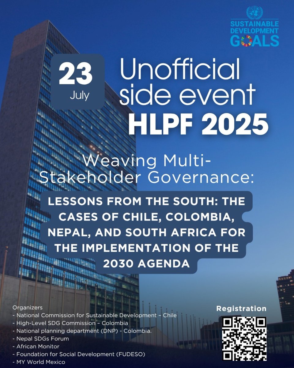 Join SF's Global Forum partner FUDESO on 23 July for a virtual HLPF side event, 'Weaving Multi-Stakeholder Governance: Lessons from the South: the cases of Chile, Colombia, Nepal, and South Africa for the Implementation of the 2030 Agenda.' Register at lnkd.in/e7Y7x4qk