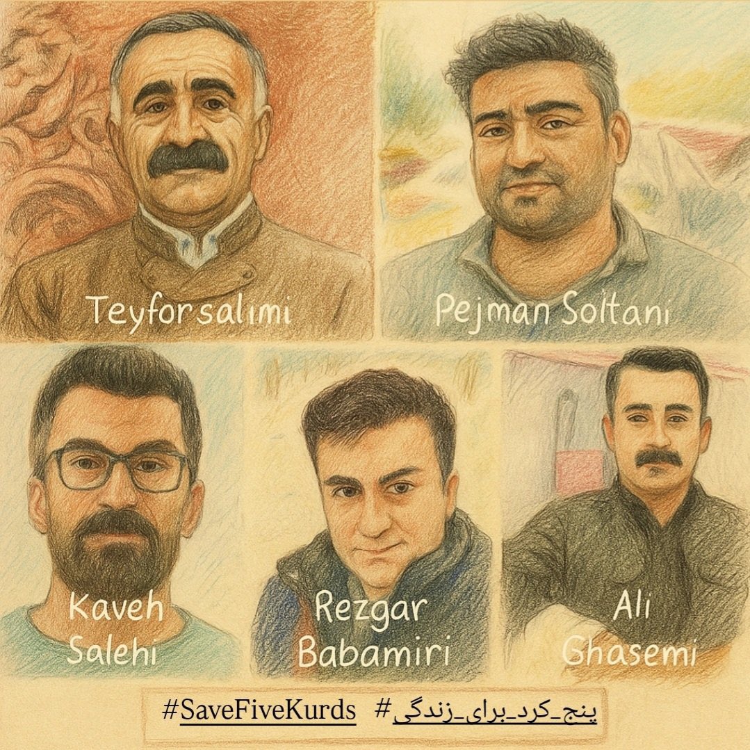 PanahiRafiq's tweet image. ۵ جوان کُرد به خاطر آزادی‌خواهی در خطر اعدام‌اند.
صدایشان باشیم.
#five_kurds_for_life
#پێنج_کورد_بۆ_ژیان
#پنج_کرد_برای_زندگی