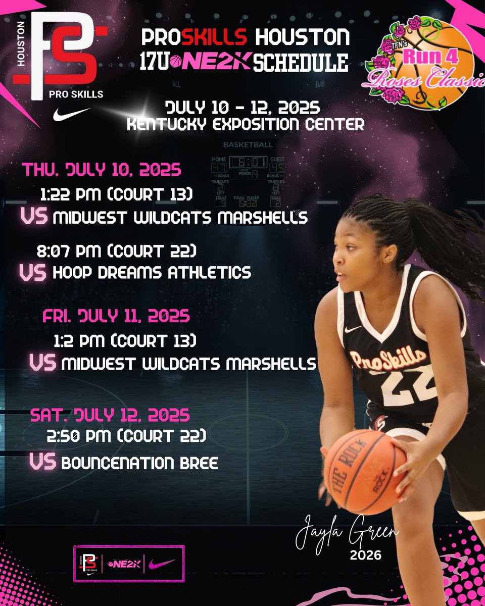 Jayla Green (@jaylagreen2026) on Twitter photo 🚀🏀 Hey Coaches! It was awesome seeing you on the sidelines yesterday and thanks for reaching out! Can’t wait to show off my skills again today with my amazing teammates! 🎉💪
🔔🚨Update 🚨🕒 Today's game time has changed! We’re now playing at 3:57 PM on Court 14. 🏆✨ See you 🚀🏀 Hey Coaches! It was awesome seeing you on the sidelines yesterday and thanks for reaching out! Can’t wait to show off my skills again today with my amazing teammates! 🎉💪
🔔🚨Update 🚨🕒 Today's game time has changed! We’re now playing at 3:57 PM on Court 14. 🏆✨ See you