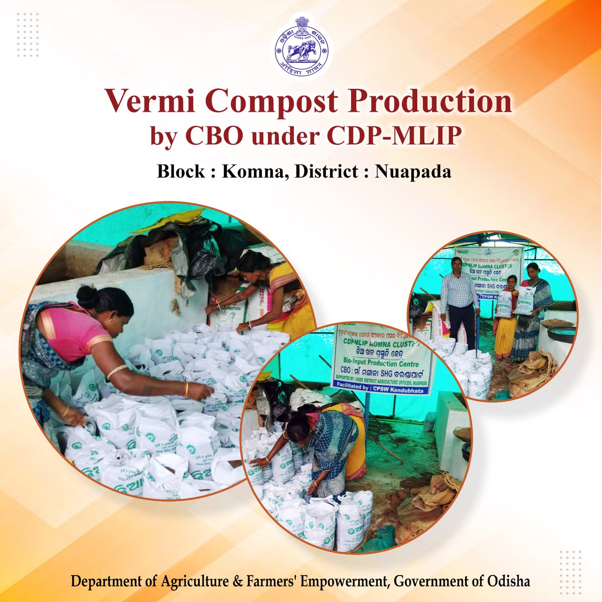 krushibibhag's tweet photo. Vermi compost production by CBO under CDP-MLIP in Komna Block, Nuapada is boosting organic farming, improving soil health, and supporting local farmers with sustainable livelihood options.
@KVSinghDeo1 @arvindpadhee https://t.co/iA4hGmfzkj