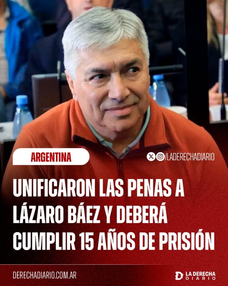 🚨 UNIFICARON las PENAS de las CAUSAS VIALIDAD y "La RUTA del DINERO K" al testaferro LAZARO BAEZ, y deberá CUMPLIR 15 AÑOS de PRISION.

¿BANCAS la CONDENA?👇🏼👇🏼