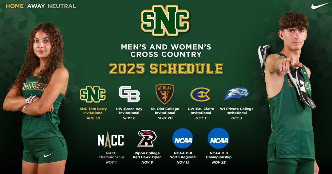 sncathletics's tweet image. 🚨SCHEDULE DROP 🚨
Cross Country competes in Green Bay three times this season, including the 50th annual St. Norbert Tom Barry Invite and the Northern Athletics Collegiate Conference Championship at Shorewood XC Course!
#GoGreenKnights