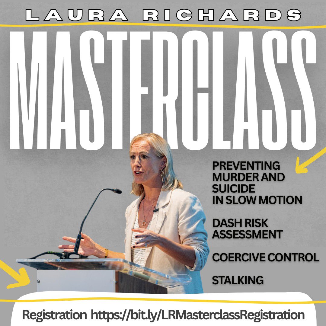 NEW Masterclasses start Sept 30 with a free session on profiling behaviour, coercive control and stalking. 

Join this class and others including Preventing Murder and Suicide in Slow Motion, Domestic Abuse, Stalking and so-called Honour Based Abuse (DASH) Risk Assessment and