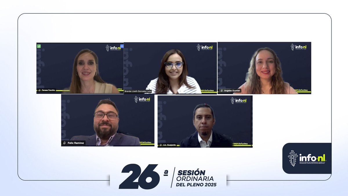 #Entérate | El Pleno del INFONL llevó a cabo la 26ª Sesión Ordinaria, en la cual aprobaron 20 proyectos de resolución.

Conoce mas detalles:
🔗 bit.ly/4nOmzqH

#SeguimosTrabajando por la Transparencia
#ProtecciónDeDatos #InformaciónPública