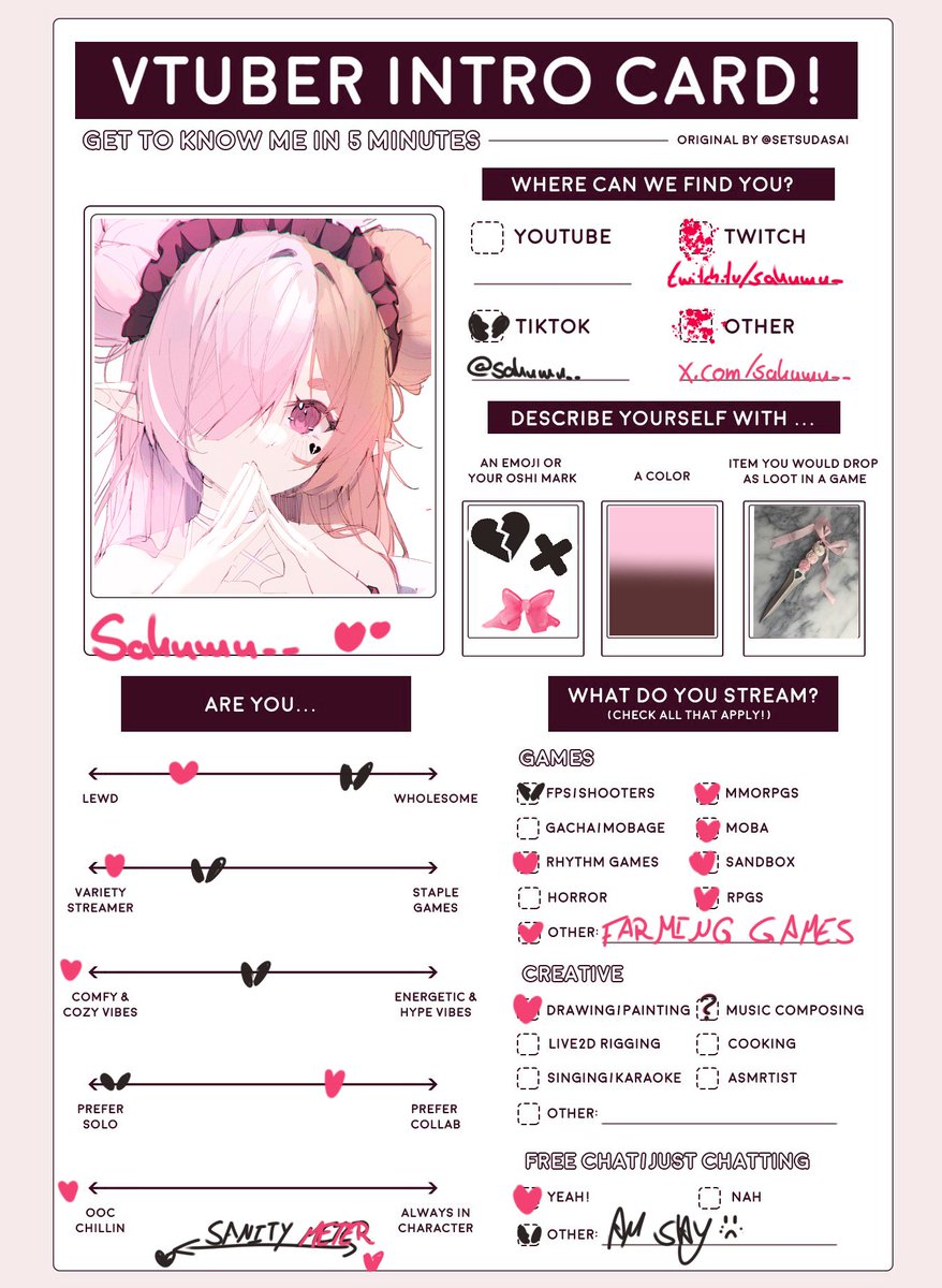 Psst
Just droppin this also here since I'm bored and I do wanna do more in future! 
Be mindful, I am not fluent in english :3
#collabsheet #introsheet #vtuber