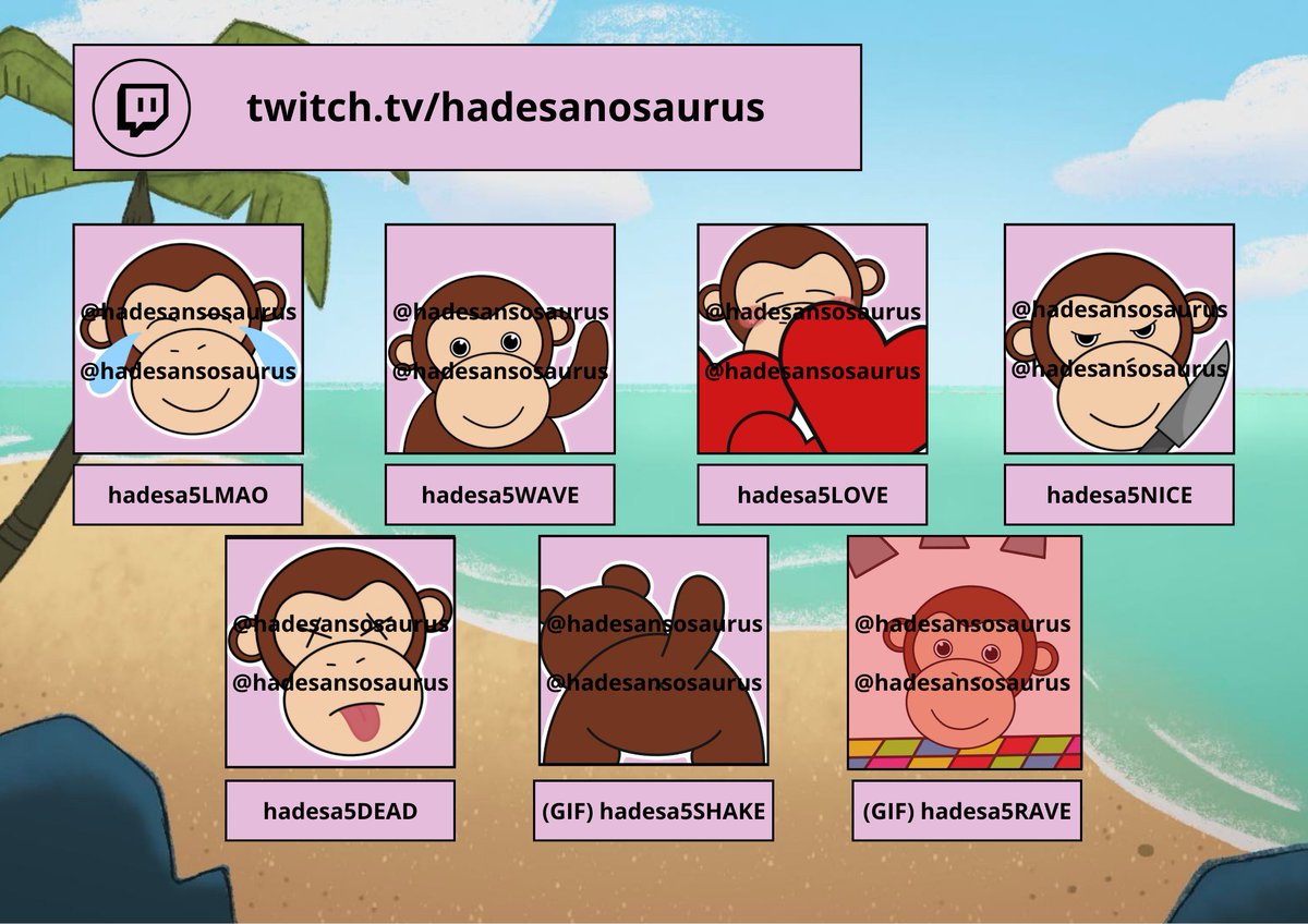 Hadesanosaurus's tweet photo. Aaaahhhh!! 

I made my first emotes!! LMAO, WAVE, LOVE, NICE, DEAD -are all follower emotes!! 
You can use them for free if you follow me on Twitch: https://t.co/2FkjunVrbt

SHAKE and RAVE are for Subs (tier 1)!! 

#twitch #newemotes #newstreamer #emotes https://t.co/UnhZUNRVrT