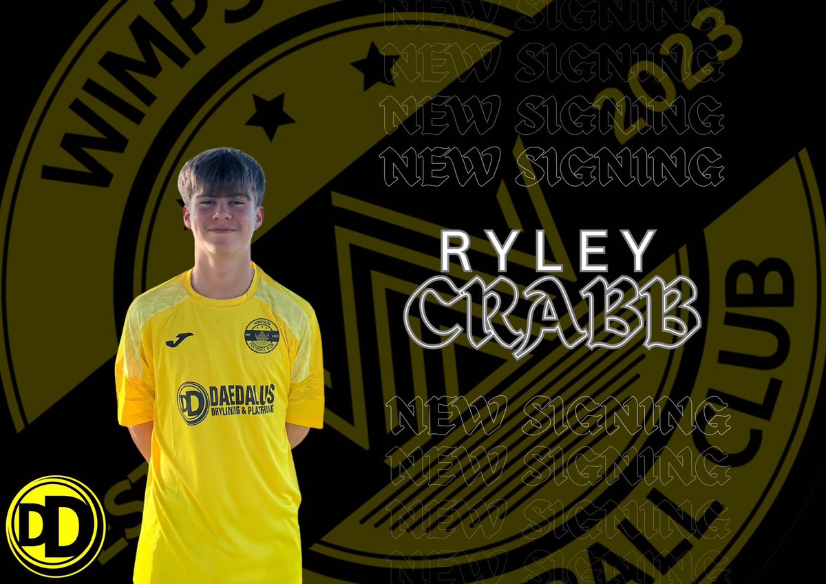 WimpsonFC's tweet photo. 🟡⚫️NEW SIGNING⚫️🟡

Our youngest ever signing still 2 weeks shy of his 16th Birthday is Ryley Crabb! Having come through the youth system at Millbrook, Ryley joins Wimpson for his first season in senior football. Welcome, Ryley!✍️ https://t.co/N2KuRjBDXL