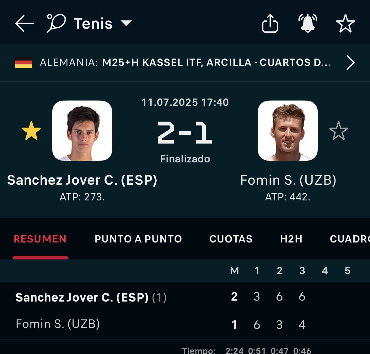 Remontada histórica y a semis!!💪🏻
Vamoooos <a href="/sanchezjover00/">Carlos Sánchez Jover</a> 
Otro pasito más.