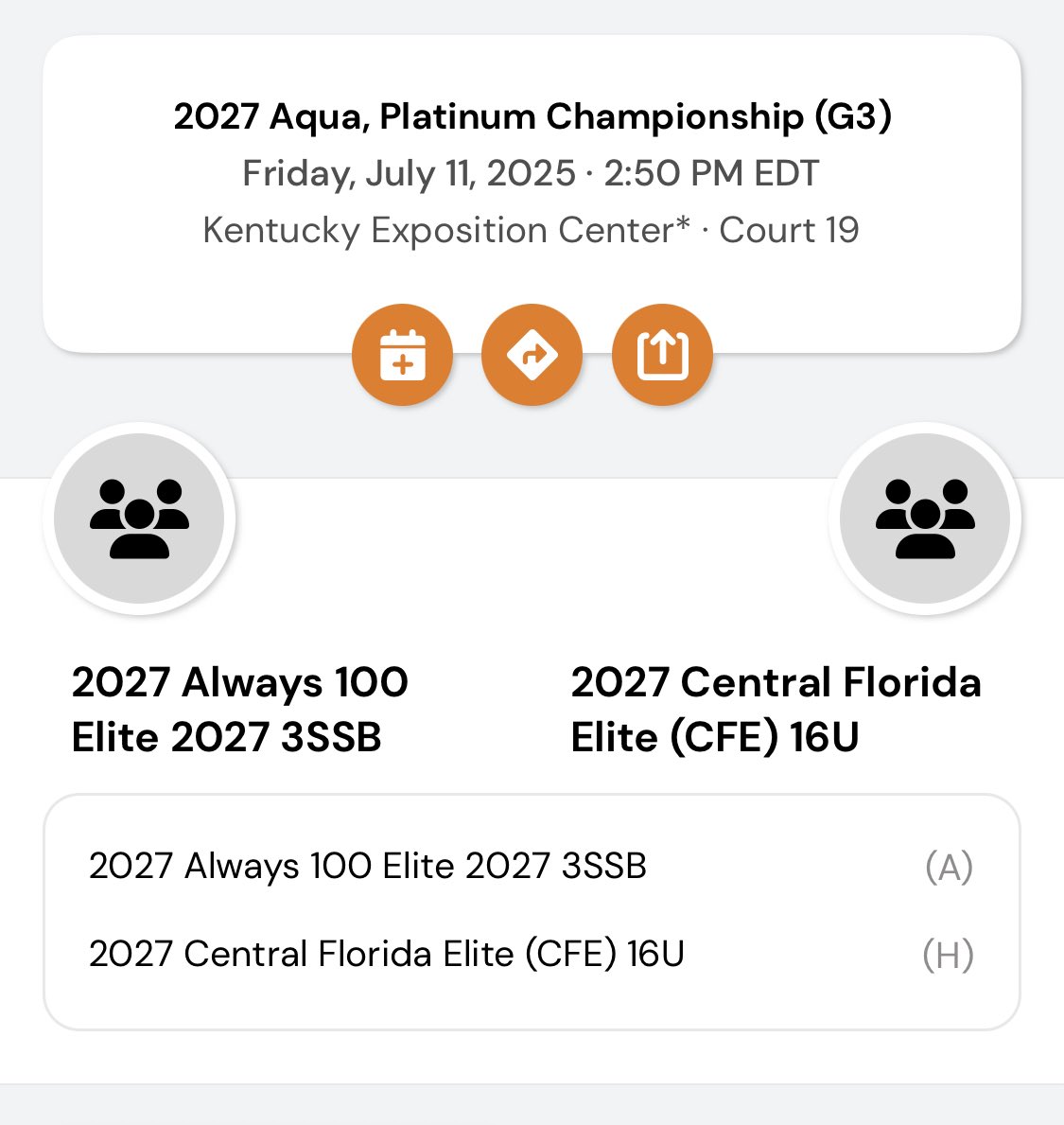 Gabrielle Iturralde (@gabriellei2027) on Twitter photo Headed into bracket play <a href="/TFNsRun4Roses/">TFN's Run 4 Roses</a> with <a href="/CFE_BASKETBALL/">CentralFloridaElite</a>!
Court 19 at 2:50p vs Always 100 Elite. Headed into bracket play <a href="/TFNsRun4Roses/">TFN's Run 4 Roses</a> with <a href="/CFE_BASKETBALL/">CentralFloridaElite</a>!
Court 19 at 2:50p vs Always 100 Elite.