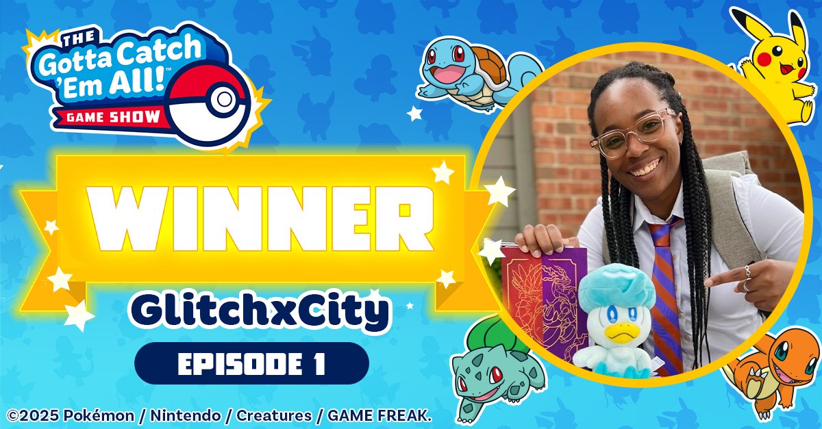 🎉 Congratulations to the winner of the first episode of the Gotta Catch 'Em All! Game Show: <a href="/GlitchxCity/">Glitch</a>! 

📺 Check out the full episode now: pkmn.news/GCEAEp1