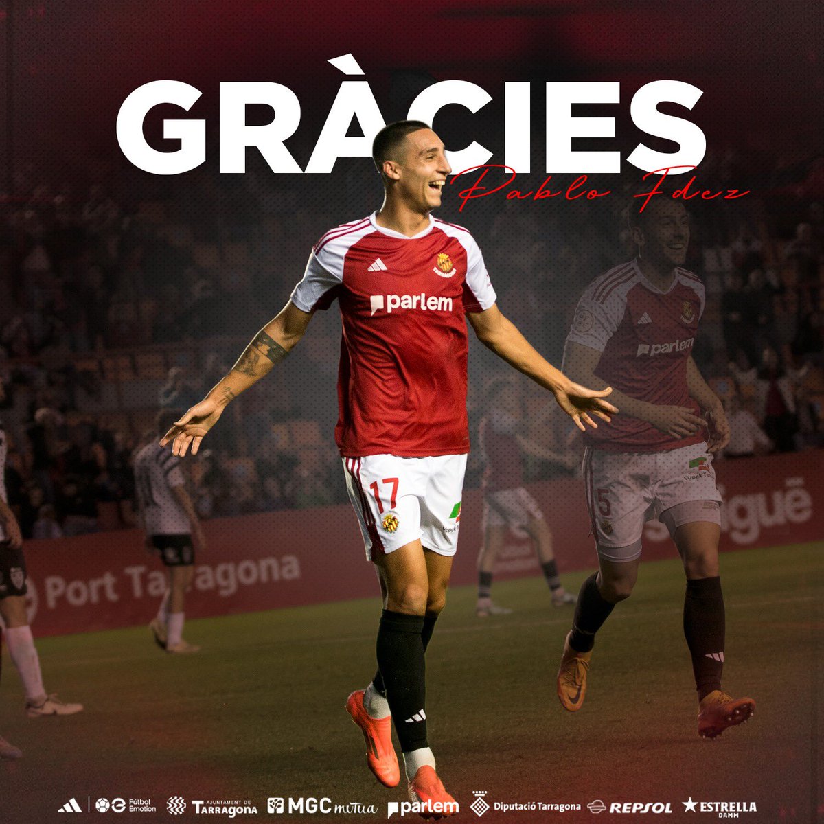 NÀSTIC DE TARRAGONA (@nastictarragona) on Twitter photo ℹ️ Pablo Fdez. finalitza la seva vinculació amb el Nàstic.
👏🏼 Muchas gracias por estas 4 temporadas en Tarragona, luchando por nuestro escudo con esfuerzo, compromiso y compañerismo. En lo personal y profesional, mucha suerte en tus nuevos retos.
𝑮𝒓𝒂̀𝒄𝒊𝒆𝒔, <a href="/pablo17fer/">Pablo Fernandez 🚐</a>‼️ ℹ️ Pablo Fdez. finalitza la seva vinculació amb el Nàstic.
👏🏼 Muchas gracias por estas 4 temporadas en Tarragona, luchando por nuestro escudo con esfuerzo, compromiso y compañerismo. En lo personal y profesional, mucha suerte en tus nuevos retos.
𝑮𝒓𝒂̀𝒄𝒊𝒆𝒔, <a href="/pablo17fer/">Pablo Fernandez 🚐</a>‼️