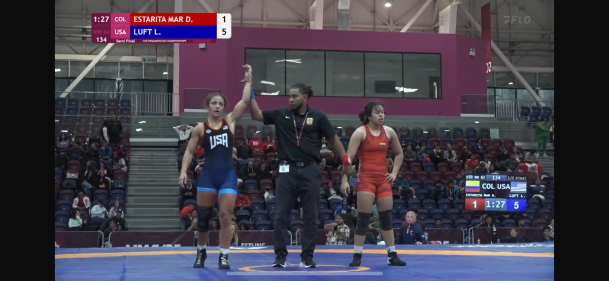 Down 1-0 at the break to a stingy opponent from Colombia, Hawkeye Lilly Luft explodes after the intermission - eventually settling in for the FALL to punch her ticket to tonight’s U20 Pan-Am final at 62kg.
