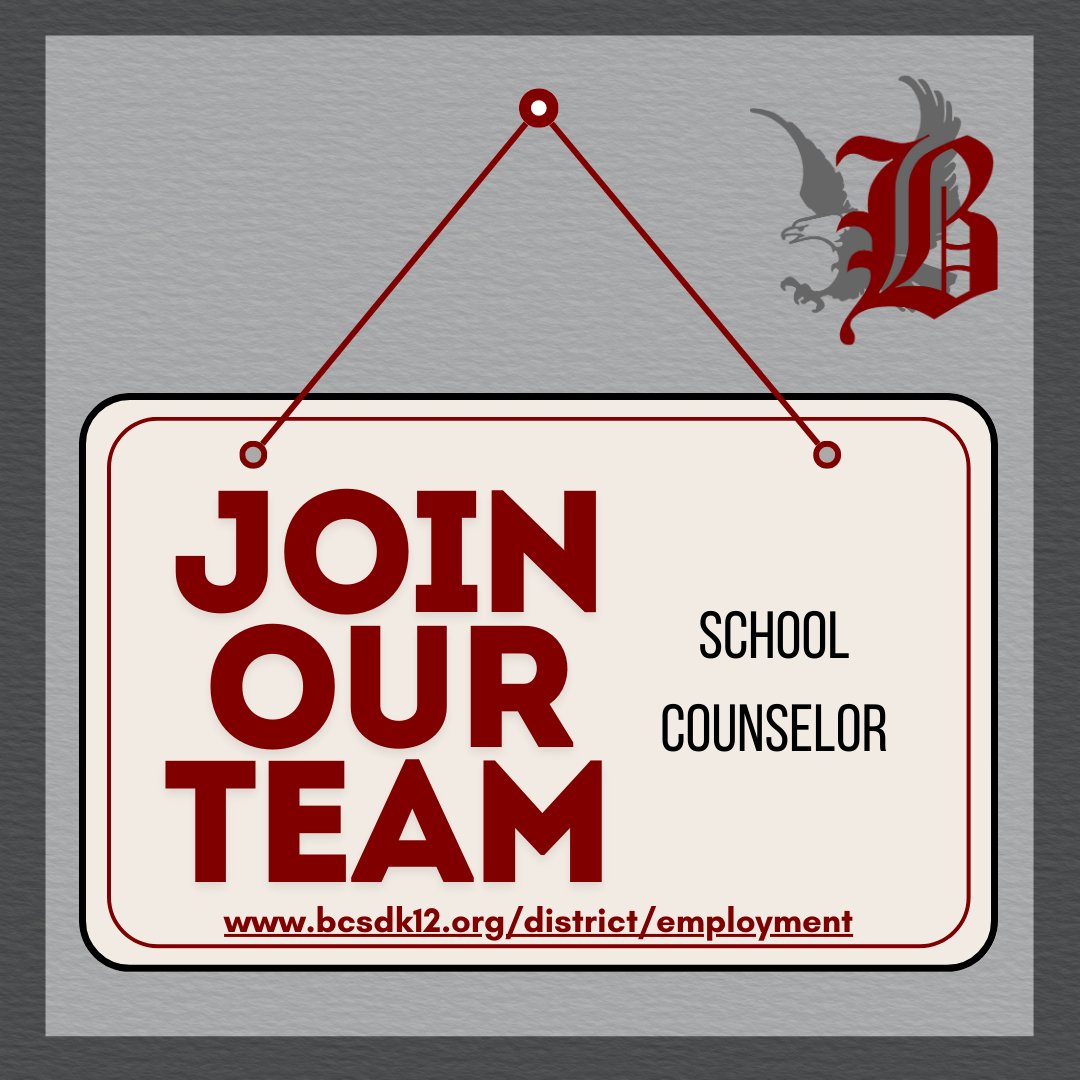 🦅🦅🦅Open Position - Beekmantown CSD🦅🦅🦅

Position:  School Counselor
Qualifications:  NYS School Counselor Certification
Location:  Beekmantown Elementary School
Start Date:  2025-2026 School Year

Please see the link below to apply!
bcsdk12.org/district/emplo…