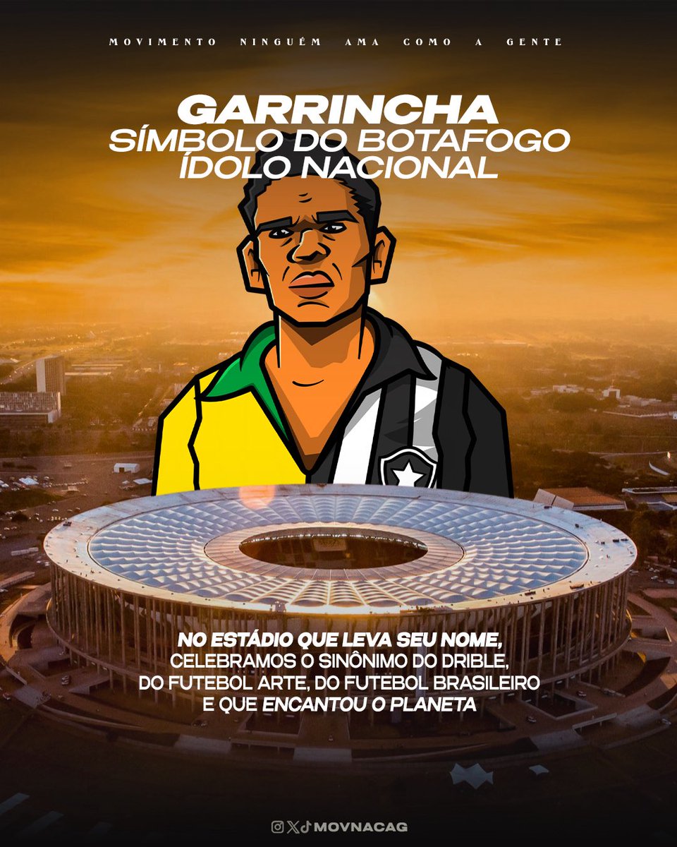 BRASÍLIA É BOTAFOGO 

Arquibancada Forte, Botafogo forte. No estádio que leva o nome do Símbolo do Botafogo e Ídolo Nacional, Manoel Francisco dos Santos, o Garrincha.

🧶 1/2