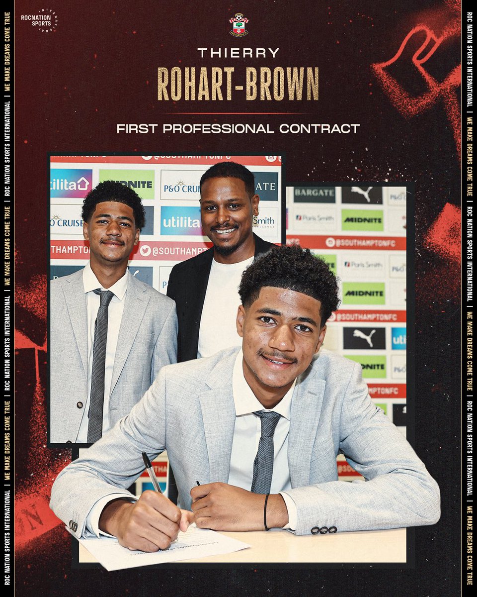 RocNationSI's tweet image. Thierry Rohart-Brown has signed his first pro contract with @SouthamptonFC 🔴✍️
Congratulations, Thierry!