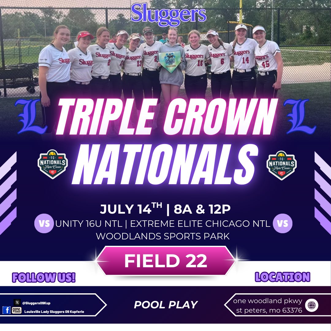 Louisville Lady Sluggers 09 Kupferle (@lsluggers09kup) on Twitter photo We hope you can see this talented <a href="/SluggersHuecker/">Lady Sluggers 18</a> <a href="/LadySluggersOrg/">Louisville Lady Sluggers</a> team take the field at <a href="/triplecrownspts/">Triple Crown Sports</a> nationals. Right here in our own backyard!
<a href="/LineDsoftball/">Line Drive Media</a>
<a href="/KaylaLombardo11/">Kayla Lombardo</a>
<a href="/los_stuff/">Carlos Arias</a>
<a href="/ExtraInningSB/">EXTRA INNING SOFTBALL</a>
<a href="/PrepSoftball/">Prep Softball 🥎</a>
<a href="/STLhssports/">STLhighschoolsports</a>
<a href="/gatorjack72/">Girls In The Game</a>
<a href="/SBRRetweets/">Softball Recruiting Reposts</a> We hope you can see this talented <a href="/SluggersHuecker/">Lady Sluggers 18</a> <a href="/LadySluggersOrg/">Louisville Lady Sluggers</a> team take the field at <a href="/triplecrownspts/">Triple Crown Sports</a> nationals. Right here in our own backyard!
<a href="/LineDsoftball/">Line Drive Media</a>
<a href="/KaylaLombardo11/">Kayla Lombardo</a>
<a href="/los_stuff/">Carlos Arias</a>
<a href="/ExtraInningSB/">EXTRA INNING SOFTBALL</a>
<a href="/PrepSoftball/">Prep Softball 🥎</a>
<a href="/STLhssports/">STLhighschoolsports</a>
<a href="/gatorjack72/">Girls In The Game</a>
<a href="/SBRRetweets/">Softball Recruiting Reposts</a>