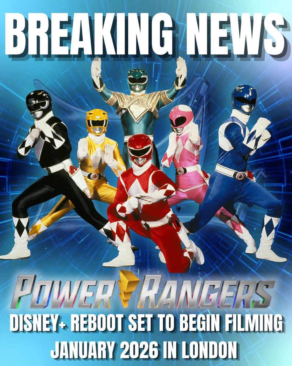 ReviewingGlobe's tweet image. 🚨 BREAKING: #PowerRangers Reboot Series Set to Film in 2026! ⚡️
A recent Production Weekly listing reveals that the upcoming Disney+ live-action Power Rangers reboot is expected to begin filming in London in January 2026!