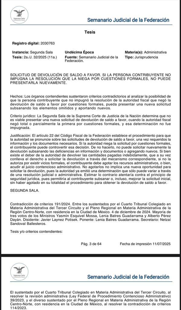 Instituto_ORFE's tweet image. 📌 Si el SAT niega la devolución de saldo a favor y no impugna por cuestiones formales, ya no podrá volver a solicitarla.
🔍 La SCJN aclara: no agotar medios de defensa no da derecho a empezar de nuevo.
💡 Seguridad jurídica ante todo.
#Fiscal #DevoluciónSAT #SCJN #Contadores