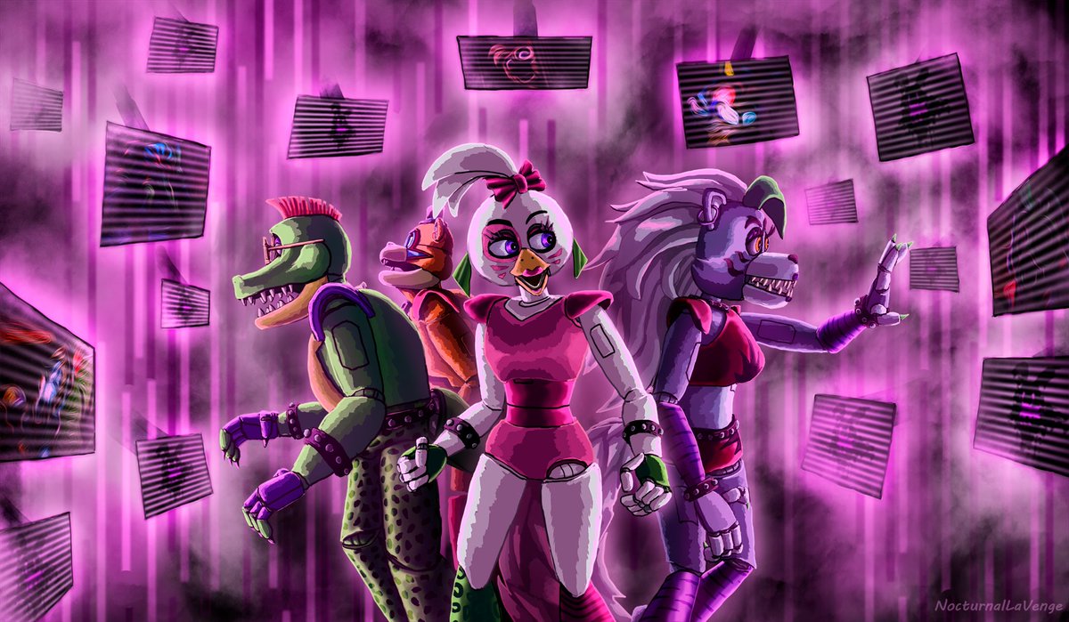 VengeNocturnal's tweet image. Glitch-trapped.
#FNAF #fnaffanart #glamrockchica #roxannewolf #montgomerygator #glamrockfreddy