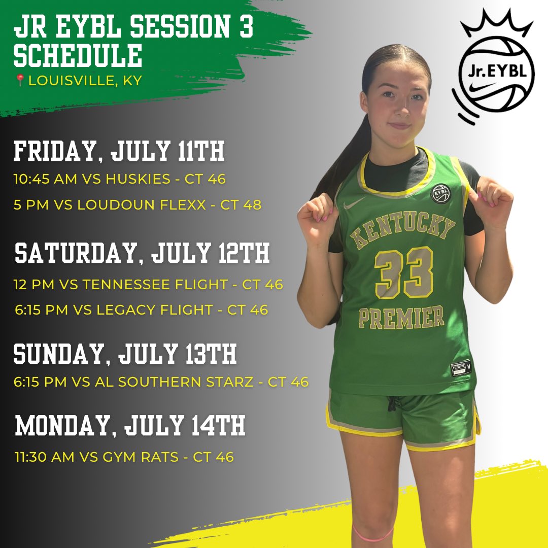 BrileyMorelli's tweet image. Updated Jr EYBL Session 3 Schedule 
🟢🟡